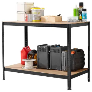 ASAB 2 Tier Heavy Duty Metal Workbench - BLACK