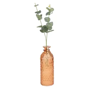 URBNLIVING Height 25cm Orange Colour Glass Bottle Vase Honeycomb Design Flowers Holder Home Centrepiece