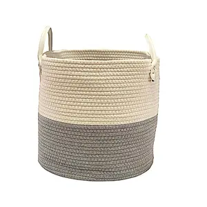 Canvas Laundry Basket with Handles Beige/Grey / Medium (93.98 H cm x 88.9 W cm x 88.9 D cm)