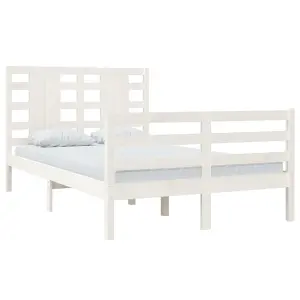 Berkfield Bed Frame White Solid Wood Pine 120x200 cm