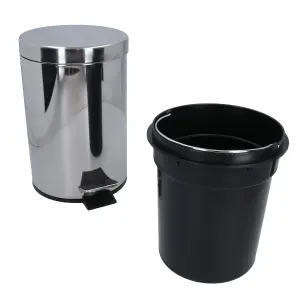 3L Waste Pedal Bin Stainless Steel Kitchen Bathroom House Rubbish Dustbin