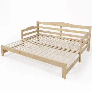 Daybed, Cabin Bed, Single Guest Bed Sofa Bed, Pull out Trundle for Living Room and Bedroom (3 FT) 90 x190 cm - White