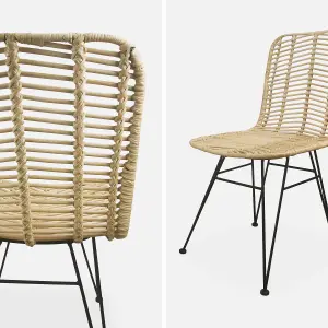 sweeek. Pair of high-backed rattan dining chairs Cahya Black 57x44x84 cm