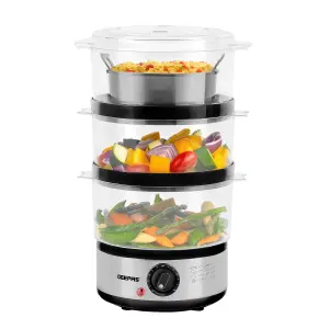 Geepas 400W Food Steamer 7.2L 3 Tier Vegetable Steamer 1 Hour Timer