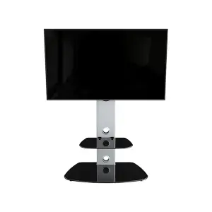 AVF Lucerne 70cm Curved Pedestal TV Stand, for TVs 32-65" - Silver and Black Glass