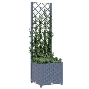 Berkfield Garden Planter with Trellis Dark Grey 40x40x136 cm PP