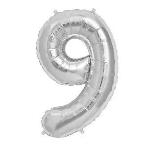 Amscan Super Shape 9 Number Foil Balloon Silver (One Size)