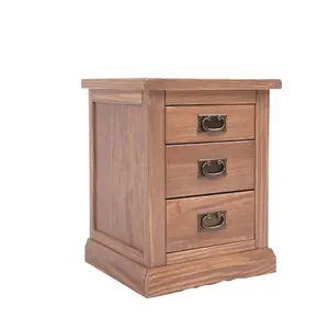 Tirolo 3 Drawer Bedside Table Brass Drop Handle