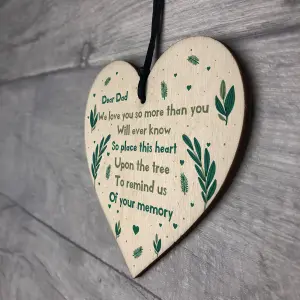 Dear Dad Memorial Gift To Hang On The Christmas Tree Wooden Heart Dad Memorial Plaque