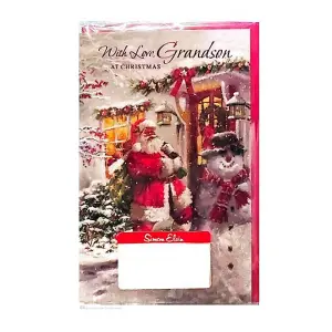 Simon Elvin With Love Grandson Santa Claus Christmas Card (Pack of 6) Red/White (One Size)