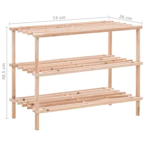 Berkfield 3-Tier Shoe Rack Solid Fir Wood