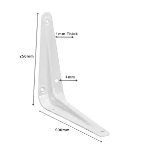 MKGT London White Shelf Brackets, Floating Book Shelves Support, Pack of 10 (250x200mm 10x8inch)