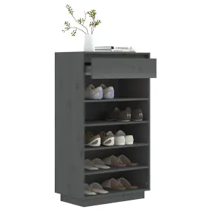 Shoe Cabinet Grey 60x34x105 cm Solid Wood Pine