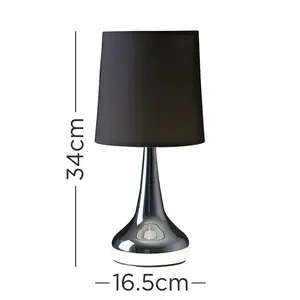 Chasse Metal Table Lamp (Set of 2) Chrome Base / Black Shade / Included