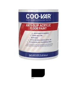 CooVar Anti Slip Acrylic Floor Paint - Black - 2.5 Litre