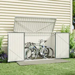 Aslee 7 Ft. W x 3 Ft. D Pent Metal Bike Shed (Fits 3 Bikes)