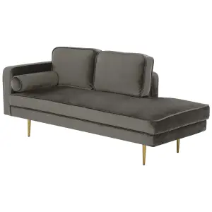 Left Hand Velvet Chaise Lounge Grey MIRAMAS