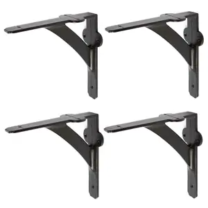 Hammer & Tongs Iron Shelf Bracket - D150mm - Black - Pack of 4