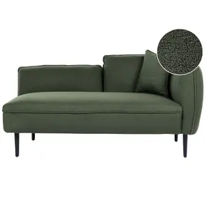 Right Hand Boucle Chaise Lounge Dark Green CHEVANNES