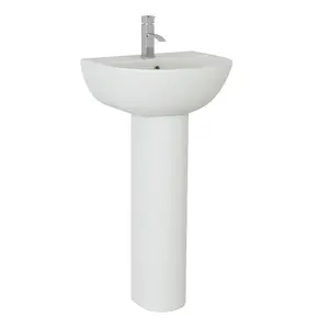 Herald Round 1 Tap Hole Basin & Pedestal Bathroom Sink