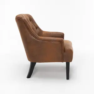 Faux Leather Suede Brown Lydia Accent Chair