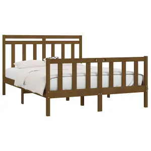 Berkfield Bed Frame Honey Brown Solid Wood Pine 150x200 cm 5FT King Size