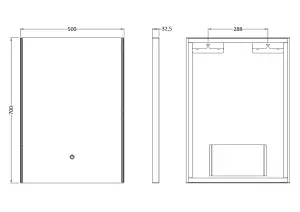 Minimalist Rectangular LED Illuminated Touch Sensor Mirror with Demister, 700mm x 500mm - Chrome