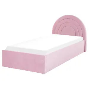 Velvet EU Single Size Ottoman Bed Pink ANET