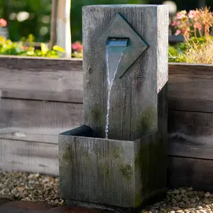 Primrose Rustic Wooden Wall Cascading Outdoor Water Feature 82cm