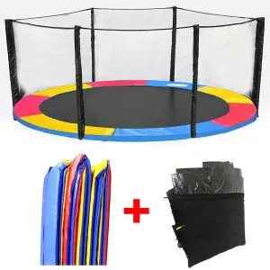 SunDaze Trampoline Pads Replacement Safety Spring Cover Padding Tri-Colour Safety Net Enclosure 10FT (305cm) for 6 Poles