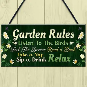 Red Ocean Garden Signs Outside Garden Rules Sign Novelty Hanging Plaque Summer House Sign Garden Shed Sign