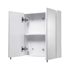 Croydex Dawley White Double Bathroom Wall cabinet With 2 mirror doors (H)690mm (W)600mm