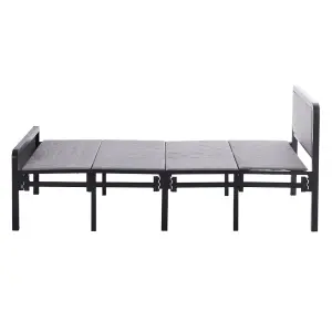 Grey Metal Steel Construction No-Assembly One-Piece Design Foldable Bed