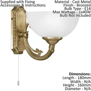 Ceiling Pendant & 2x Matching Wall Lights Antique Bronze & Satin Glass Shade