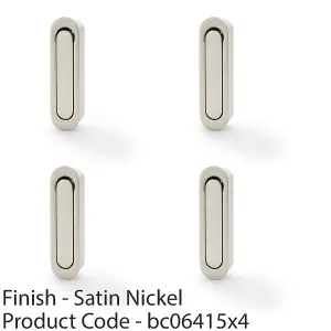 4 PACK - Flush Sliding Pocket Door Pull Handle - Satin Nickel 70mm x 19mm Radius Edge