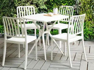 Set of 4 Garden Chairs SERSALE Synthetic Material White