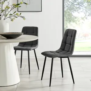 Zurich Grey Faux Leather Dining Chair with Modern Design and Comfort - Set of 4