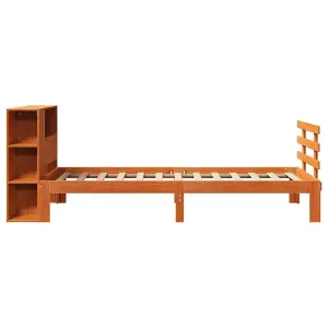 Berkfield Bookcase Bed without Mattress Wax Brown 90x200cm Solid Wood Pine