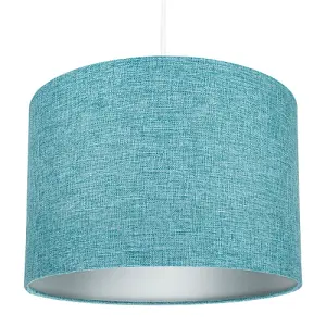 Contemporary and Sleek 10 Inch Teal Linen Fabric Drum Lamp Shade 60w Maximum