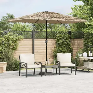 Berkfield Garden Parasol with LEDs and Steel Pole Brown 248x248x248 cm