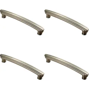 4x Ridge Design Curved Cabinet Pull Handle 160mm Fixing Centres Satin Nickel