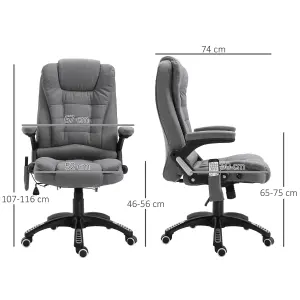 Vinsetto Office Chair w/ Heating Massage Points Relaxing Reclining Grey