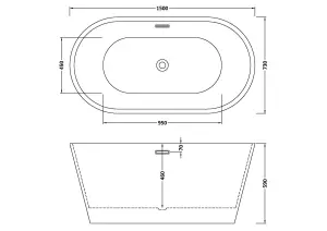 Contemporary Oval Freestanding Bath from Balterley - 1500mm x 750mm