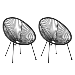 Set of 2 Garden Chairs ACAPULCO II PE Rattan Black