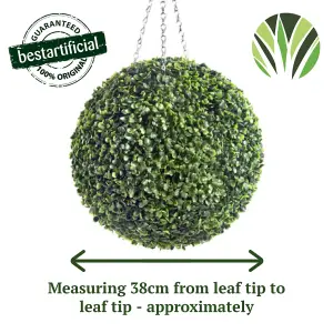 Best Artificial 38cm Green Boxwood Buxus Grass Hanging Basket Topiary Ball - Suitable for Outdoor Use - Weather & Fade Resistant