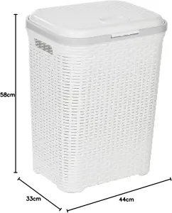 55L Plastic Rattan Dirty Laundry Clothes Washing Bin Basket Storage Organiser