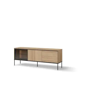 Elegant Oak Linear TV Cabinet H620mm W1670mm D410mm - Modern Design with LED Lighting