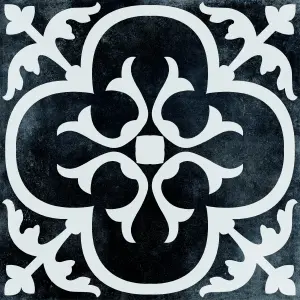 Radford Black & white Matt Patterned Porcelain Outdoor Floor Tile, Pack of 2, (L)604mm (W)604mm