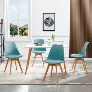 Nero Upholstered Dining Chair (Set of 2) Light Blue / Oak