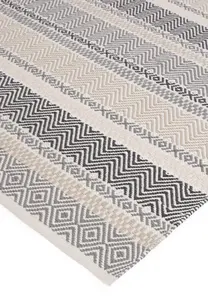 Grey Multi Outdoor Rug, Geometric Striped Stain-Resistant Rug For Patio Decks, 2mm Modern Outdoor Area Rug-200cm X 290cm